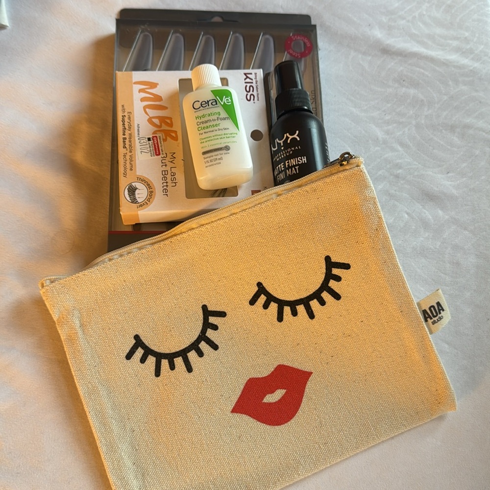 Makeup bundle facial razors/NYX matte setting spray/Kiss lashes/cerave cleanser